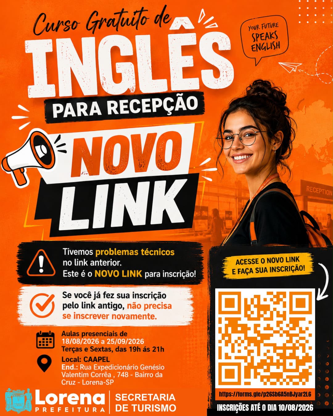 Curso gratuito de inglês para recepção está com inscrições abertas em lorena 1 Curso Gratuito De Inglês Para Recepção Está Com Inscrições Abertas Em Lorena
