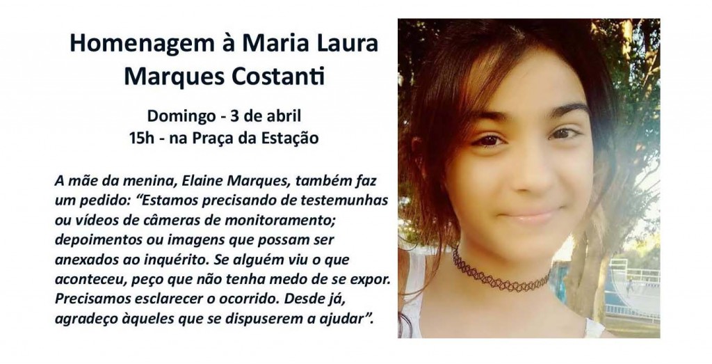 Maria Laura Será Homenageada Por Amigos E Familiares Na Praça Da Estação