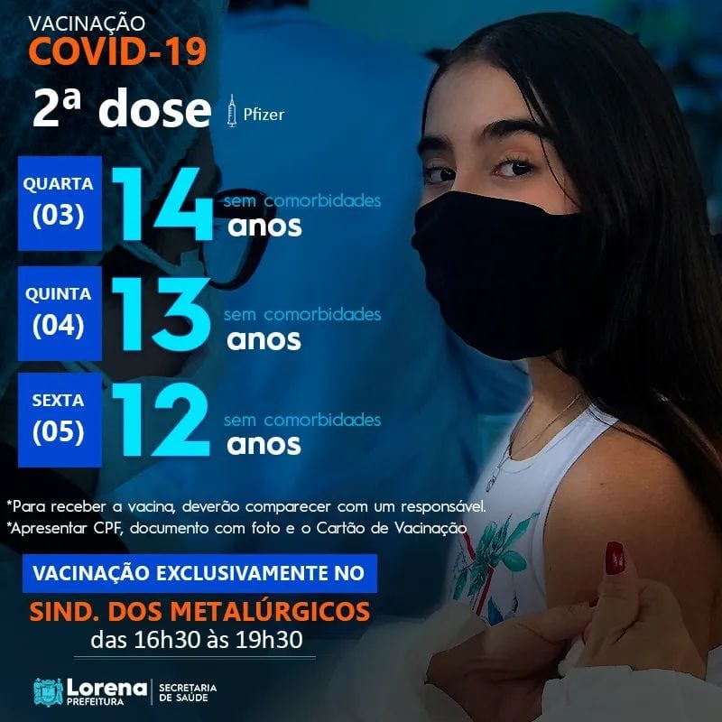 2ª dose para adolescentes de 12 a 14 anos em lorena 2ª Dose Para Adolescentes De 12 A 14 Anos Em Lorena
